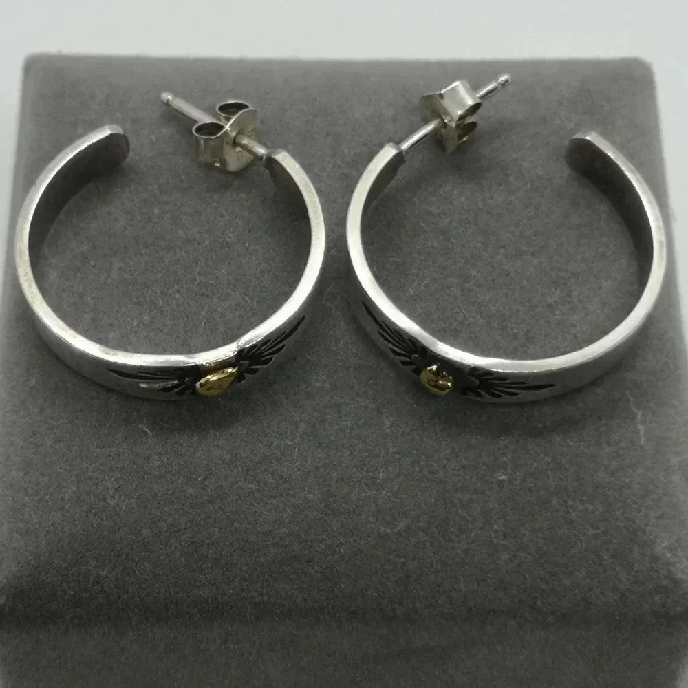 ✨ Sterling gold nugget hoops ✨ - Picture 3 of 3